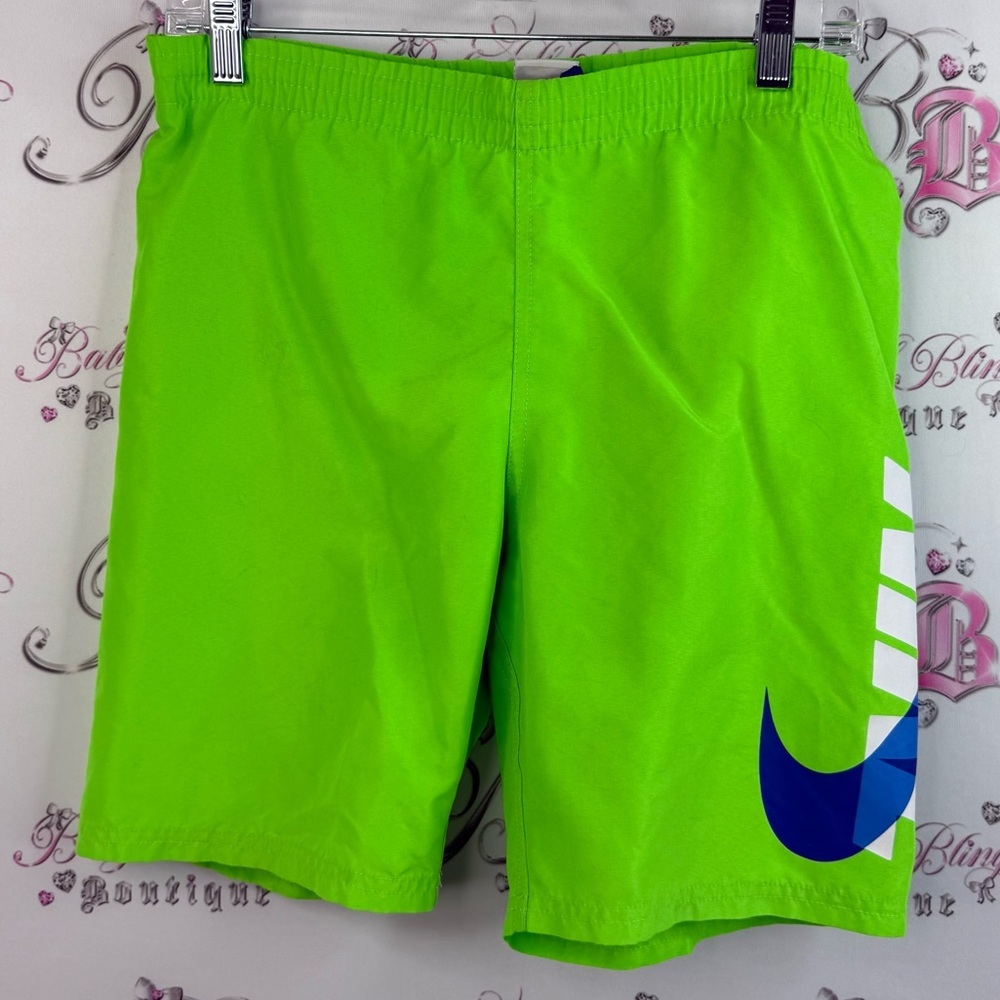Nike shorts neon green Bright white blue pocket on back Athletic Shorts trunks